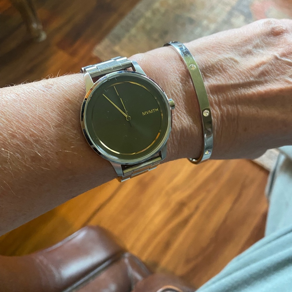 MVMT Silver and Green Modern Watch
